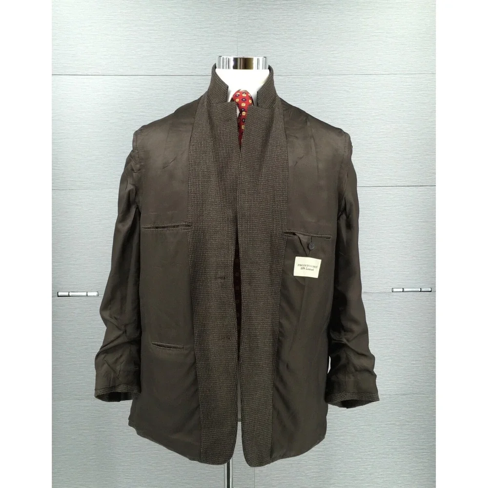 Pronto-Uomo‎ Men's Blazer Sport Coat 2-button 100% Lambswool Brown Size: 42R